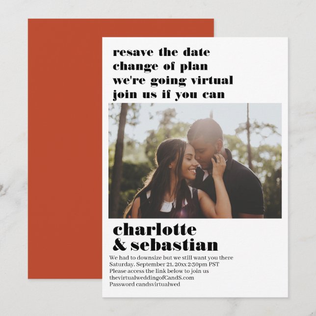 Ändring av Virtuella Bröllop spara datum-foto Datumet (Fram/baksida)