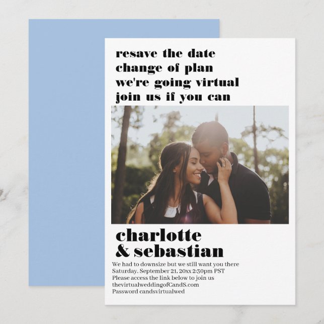 Ändring av Virtuella Bröllop spara datum-foto Datumet (Fram/baksida)