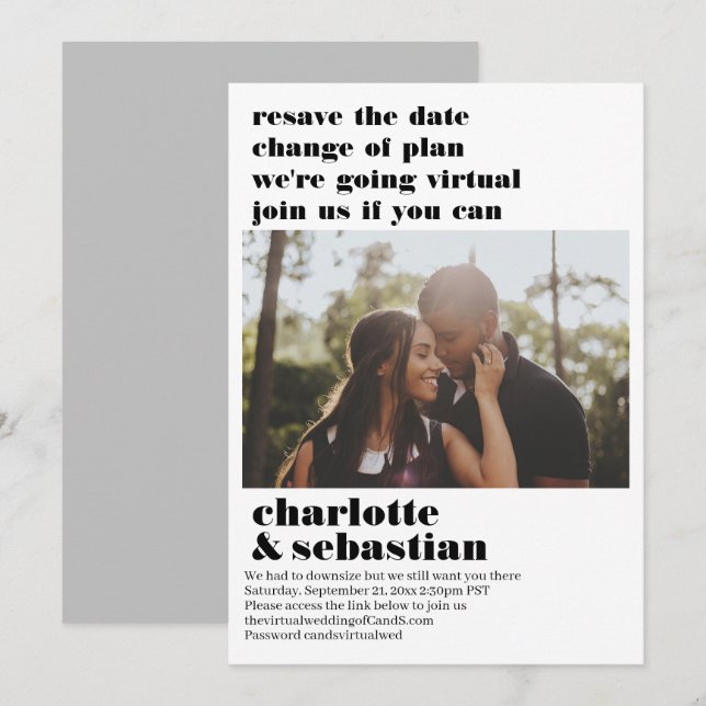 Ändring av Virtuella Bröllop spara datum-foto Datumet (Fram/baksida)