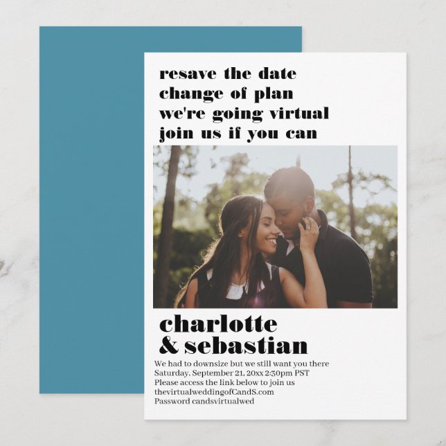 Ändring av Virtuella Bröllop spara datum-foto Datumet (Fram/baksida)