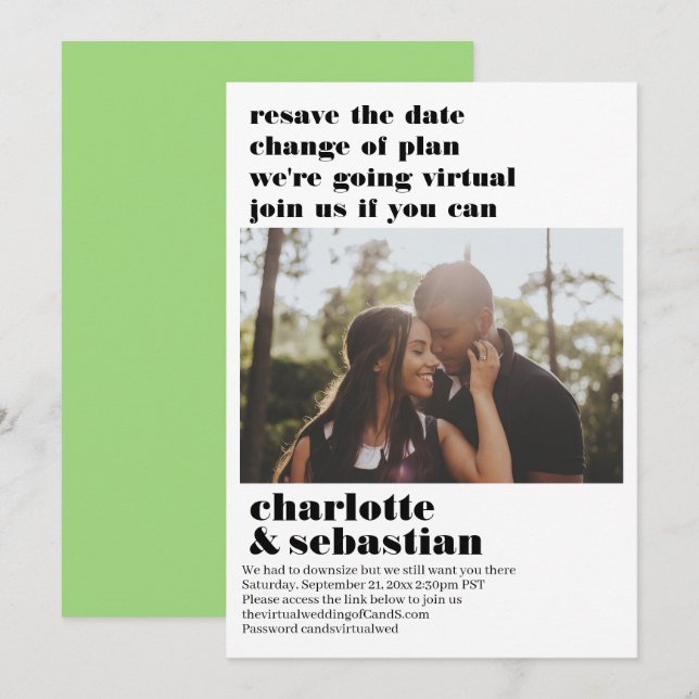 Ändring av Virtuella Bröllop spara datum-foto Datumet (Fram/baksida)