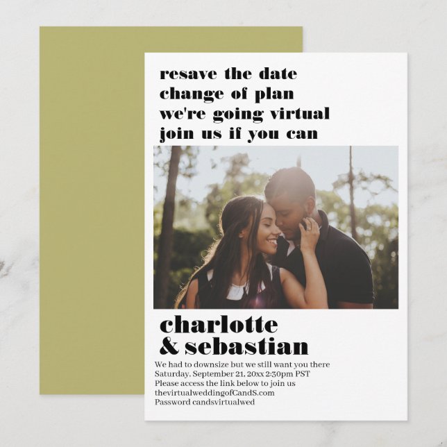 Ändring av Virtuella Bröllop spara datum-foto Datumet (Fram/baksida)