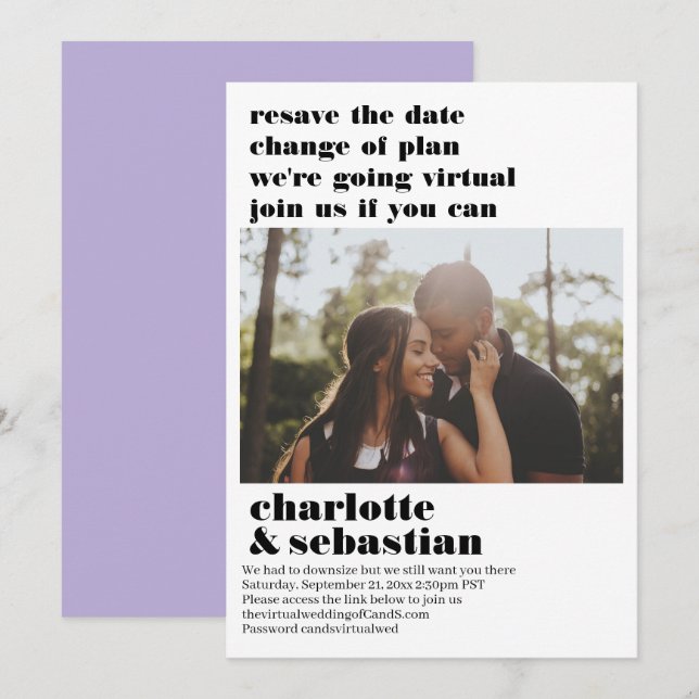 Ändring av Virtuella Bröllop spara datum-foto Datumet (Fram/baksida)