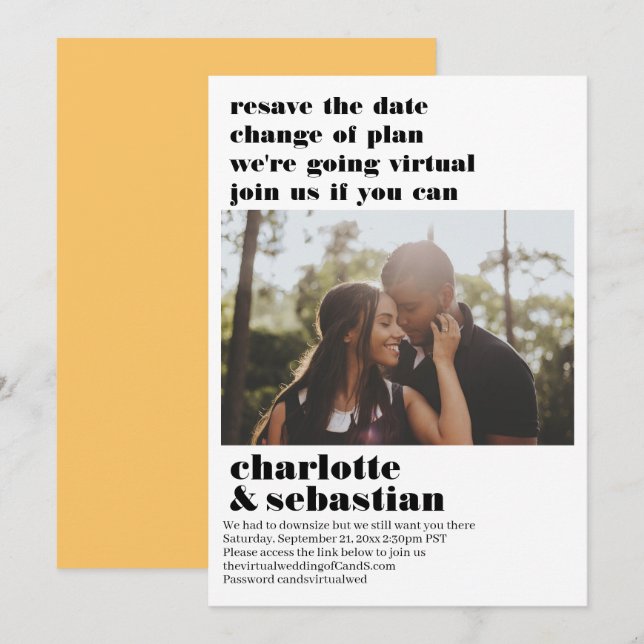 Ändring av Virtuella Bröllop spara datum-foto Datumet (Fram/baksida)