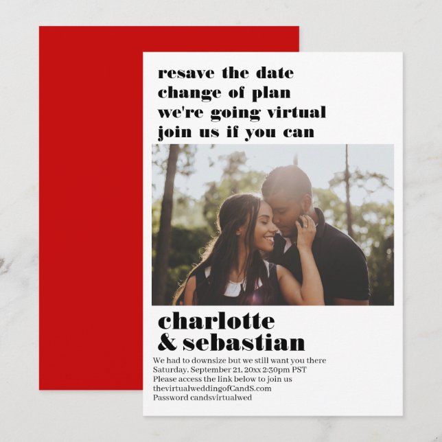 Ändring av Virtuella Bröllop spara datum-foto Datumet (Fram/baksida)