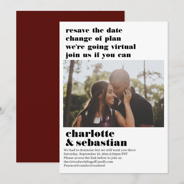 Ändring av Virtuella Bröllop spara datum-foto Datumet (Fram/baksida)