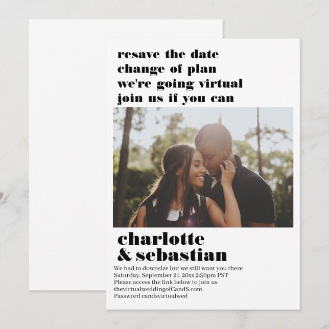 Ändring av Virtuella Bröllop spara datum-foto Datumet (Fram/baksida)