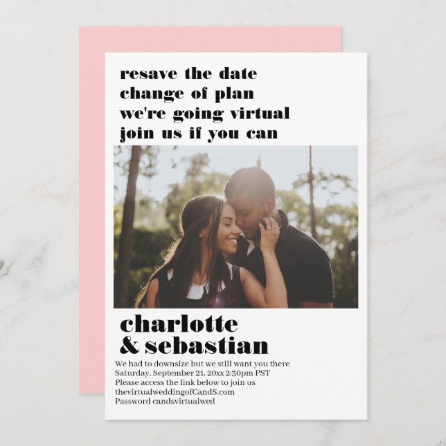 Ändring av Virtuella Bröllop spara datum-foto Spara Datumet (Fram/baksida)