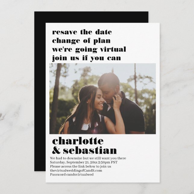 Ändring av Virtuella Bröllop spara datum-foto Spara Datumet (Fram/baksida)