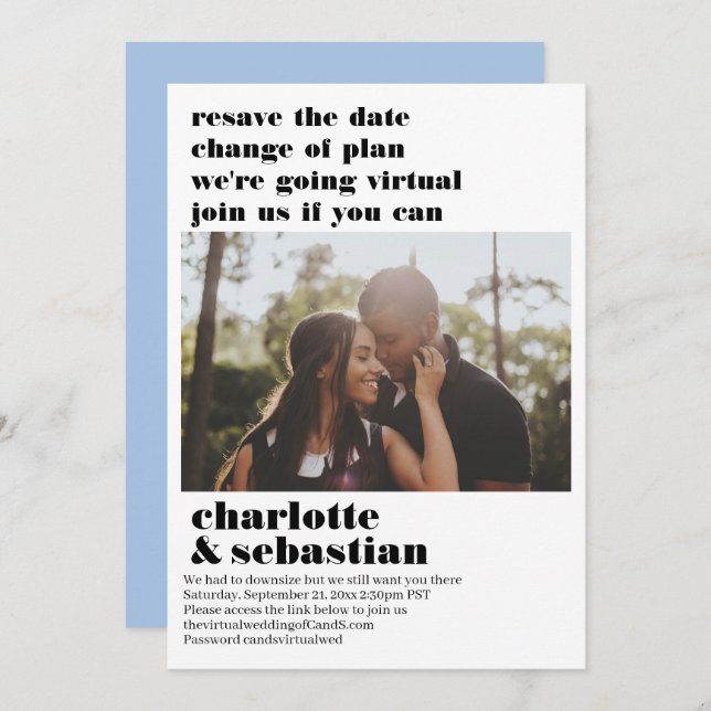 Ändring av Virtuella Bröllop spara datum-foto Spara Datumet (Fram/baksida)