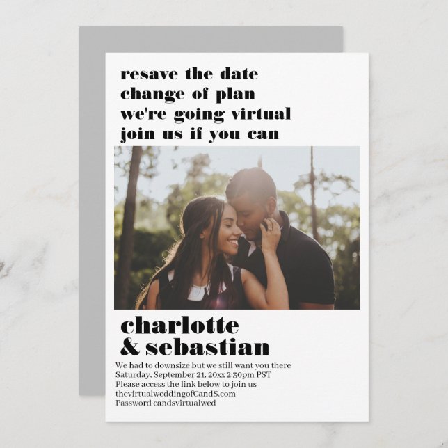 Ändring av Virtuella Bröllop spara datum-foto Spara Datumet (Fram/baksida)