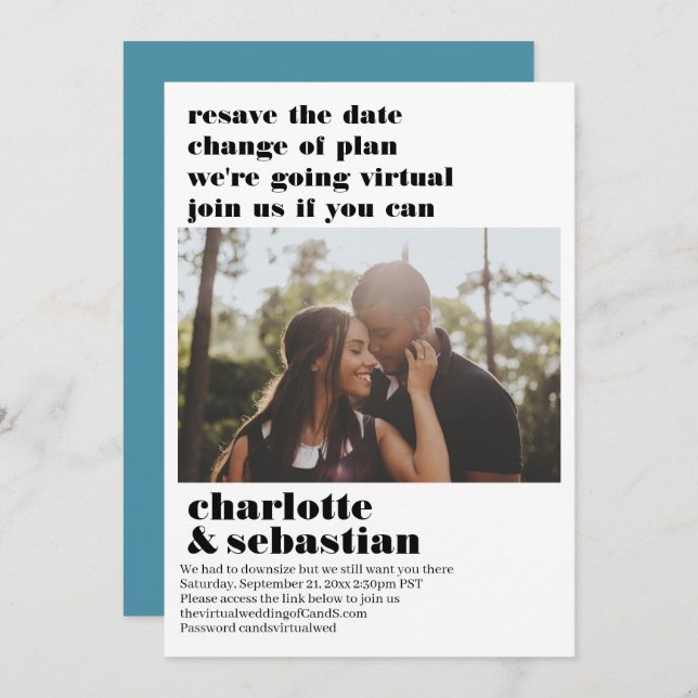 Ändring av Virtuella Bröllop spara datum-foto Spara Datumet (Fram/baksida)