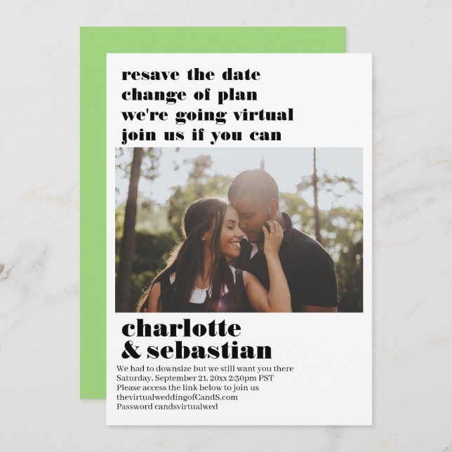 Ändring av Virtuella Bröllop spara datum-foto Spara Datumet (Fram/baksida)