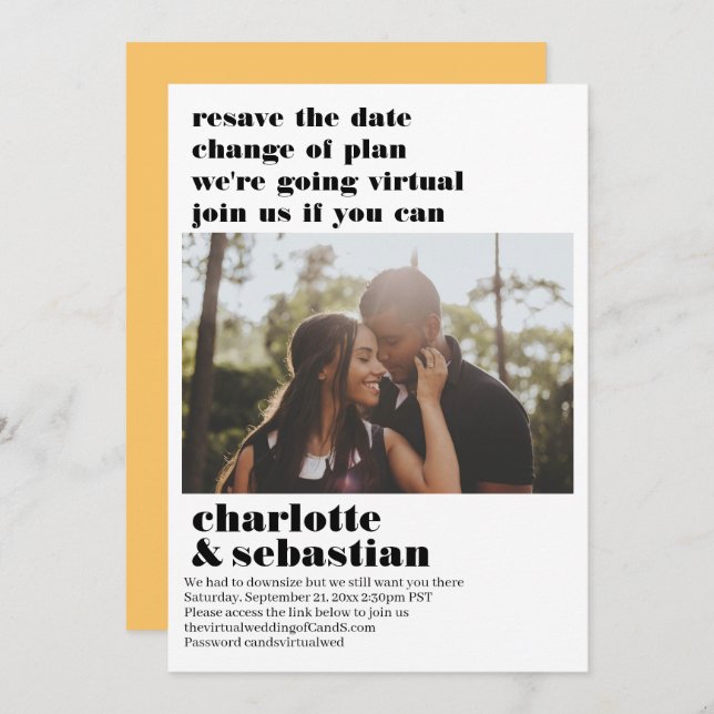 Ändring av Virtuella Bröllop spara datum-foto Spara Datumet (Fram/baksida)