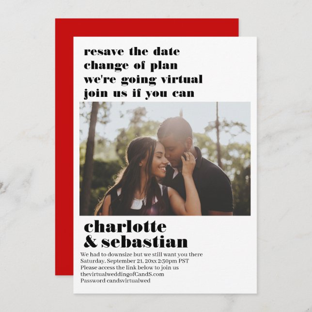 Ändring av Virtuella Bröllop spara datum-foto Spara Datumet (Fram/baksida)