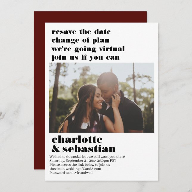 Ändring av Virtuella Bröllop spara datum-foto Spara Datumet (Fram/baksida)