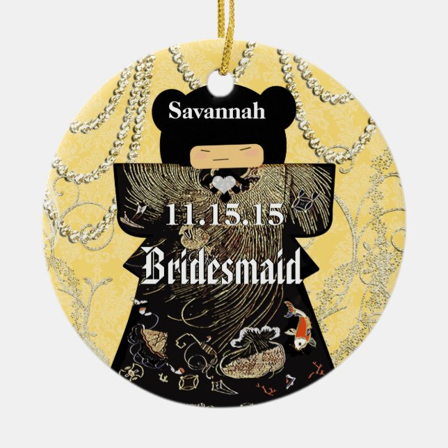 Ändringar i Gulten för gåvor från asiatiska Kimono Julgransprydnad Keramik (Framsidan)