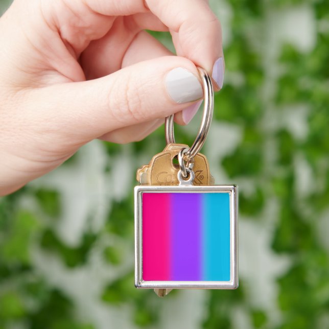 Androgyn Pride Gradient - Present till androgyna p Fyrkantig Silverfärgad Nyckelring (Hand)