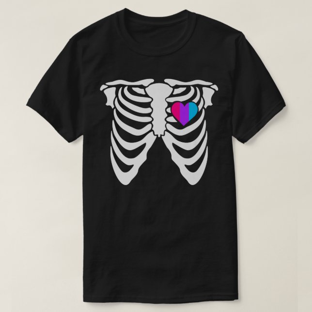 Androgyne Gay Skeleton Nonbinary Gender  T Shirt (Design framsida)