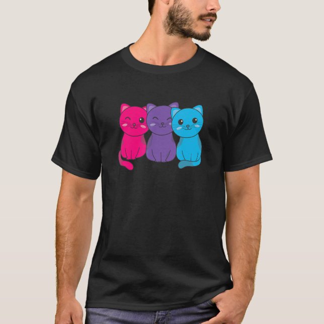 Androgynous Flagga Pile Pride Lgbtq Cats Cute Andr T Shirt (Framsida)