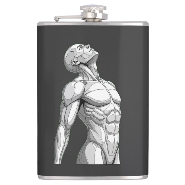 Android Anatomy: Cyborg Stainless Steel Flask Fickplunta (Framsidan)