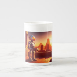Android dricker kaffe och tittar på pyramiderna benporslin mugg