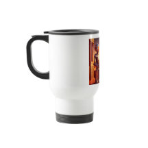 Android dricker kaffe och tittar på pyramiderna