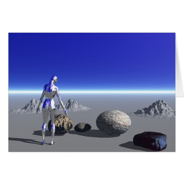 Android på den blå planeten hälsningskort (Framsidan Horizontal)