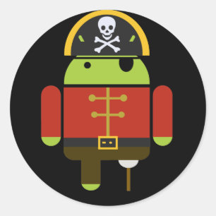 Android Pirat Stickers Runt Klistermärke