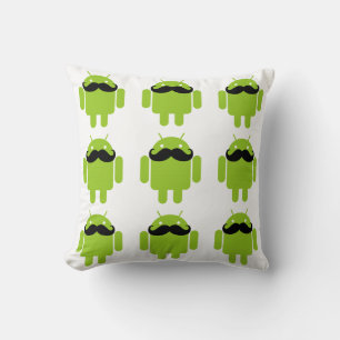 Android Robot Black Mustache Graphic Kudde
