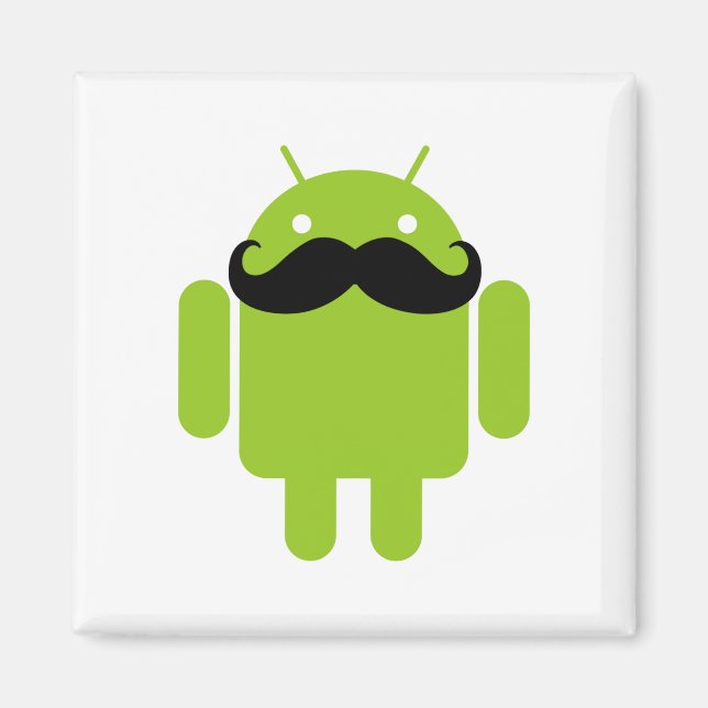 Android Robot Black Mustache Graphic Magnet (Framsidan)