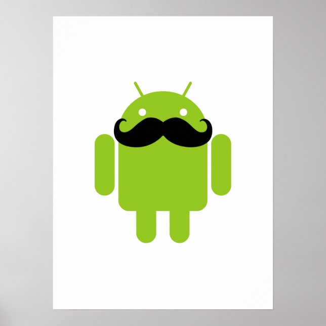 Android Robot Black Mustache Graphic Poster (Framsidan)