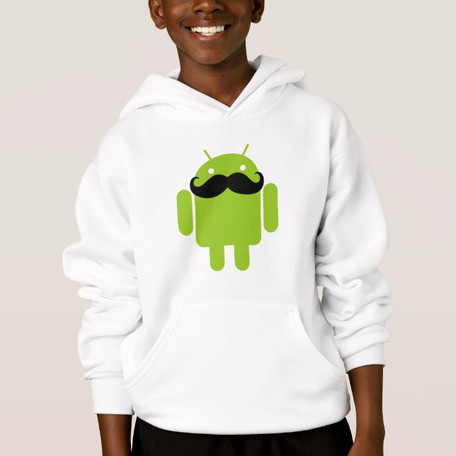 Android Robot Black Mustache Graphic Tee Shirt (Framsida)