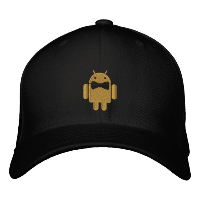 Android Robot Formal Gala Bowtie Embroidery Broderad Keps (Framsida)
