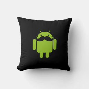 Android Robot Icon Mustache på Black Kudde