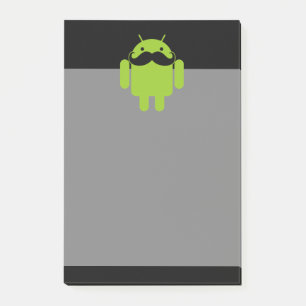 Android Robot Icon Mustache på Black Post-it Block