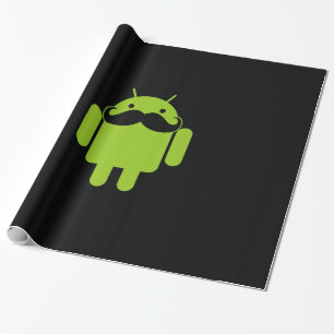 Android Robot Icon Mustache på Black Presentpapper