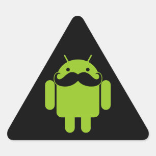 Android Robot Icon Mustache på Black Triangelformat Klistermärke