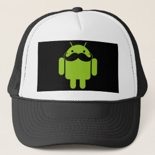 Android Robot Icon Mustache på Black Truckerkeps