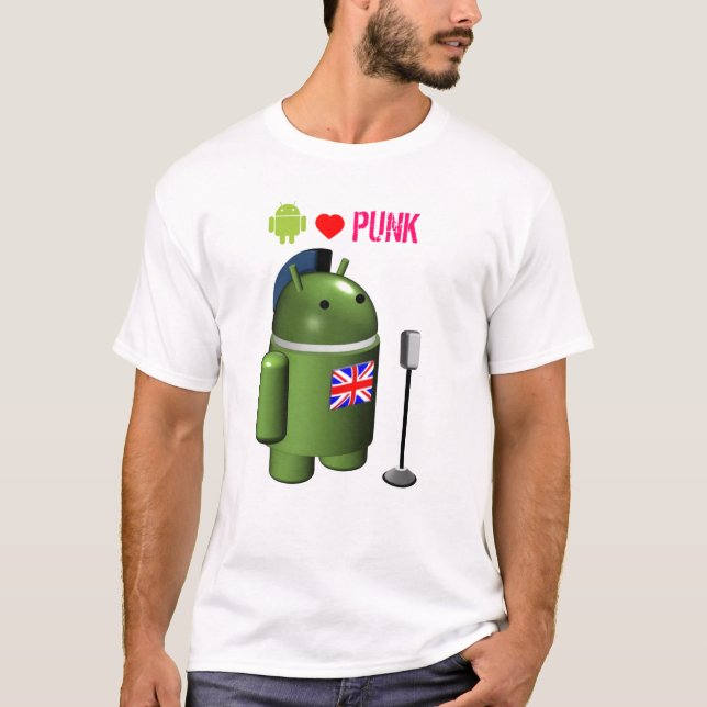 Android Robot Loves Punk Tee Shirt (Framsida)