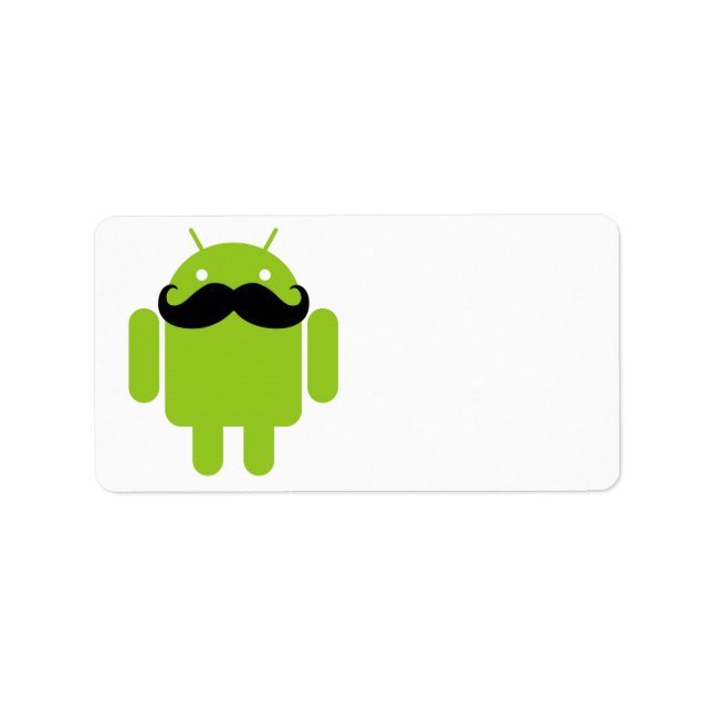 Android Robot Mustache Adressetikett (Framsidan)