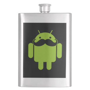 Android Robot Mustache Stil på Black Fickplunta
