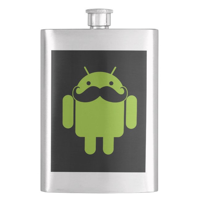 Android Robot Mustache Stil på Black Fickplunta (Framsidan)