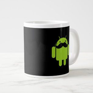 Android Robot Mustache Stil på Black Jumbo Mugg