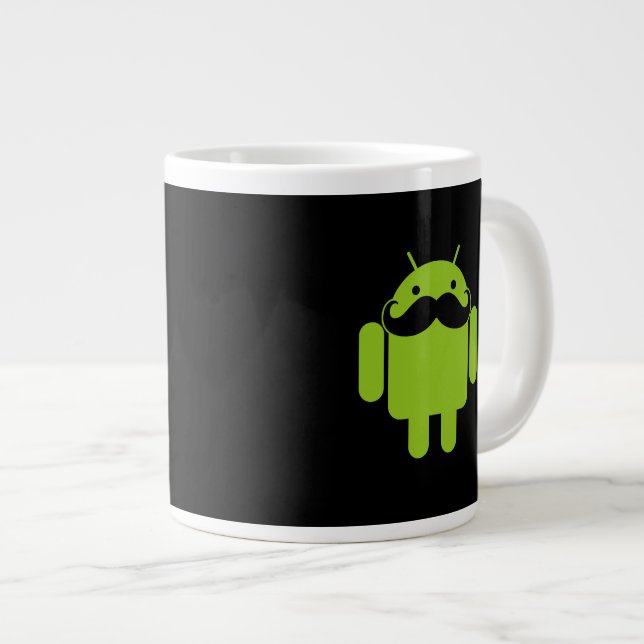Android Robot Mustache Stil på Black Jumbo Mugg (Framsida höger)