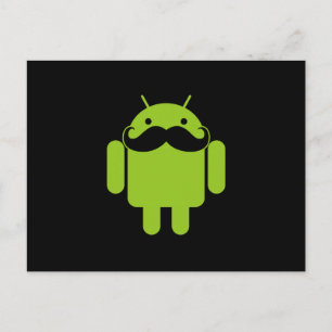 Android Robot Mustache Stil på Black Vykort