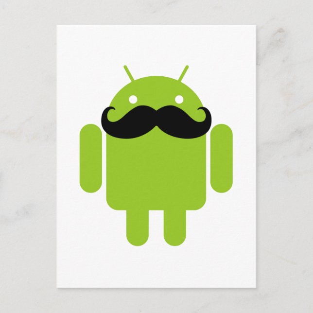 Android Robot Mustache Vykort (Framsida)