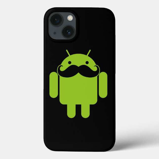 Android Robot Mustasch på Svart (Baksida)