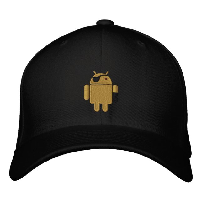 Android Robot Pirat Embroidery Broderad Keps (Framsida)