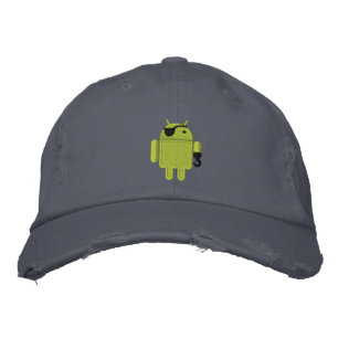 Android Robot Pirat Embroidery Broderad Keps